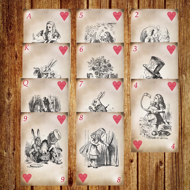 Alice in Wonderland themed Table Numbers Playing Card Table Etsy