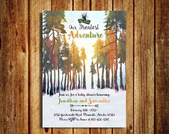 Greatest Adventure Baby Shower Invitation - Winter Baby Shower - Woodland Baby Shower - Deer - Sprinkle - Couples Shower - Digital