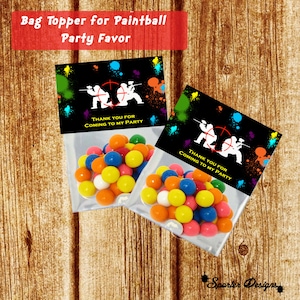 Paintball Party Bag Topper for Party Favor | Instant Download | Digital | 3.5 x 5