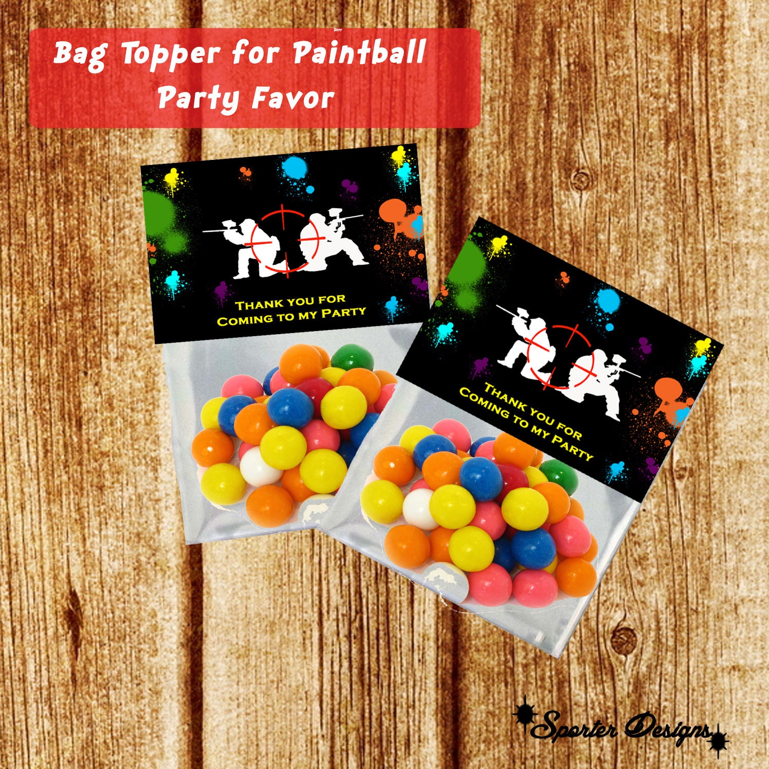 Paintball Party Bag Topper for Party Favor Instant Download Etsy