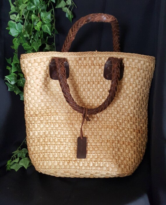 ralph lauren straw tote bag