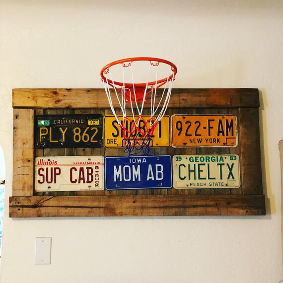 Vintage License Plate Basketball Wall Decor Art Image 0