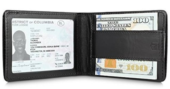 Slim Front Pocket Leather RFID Wallet for Men with Strap Money Clip Premium...