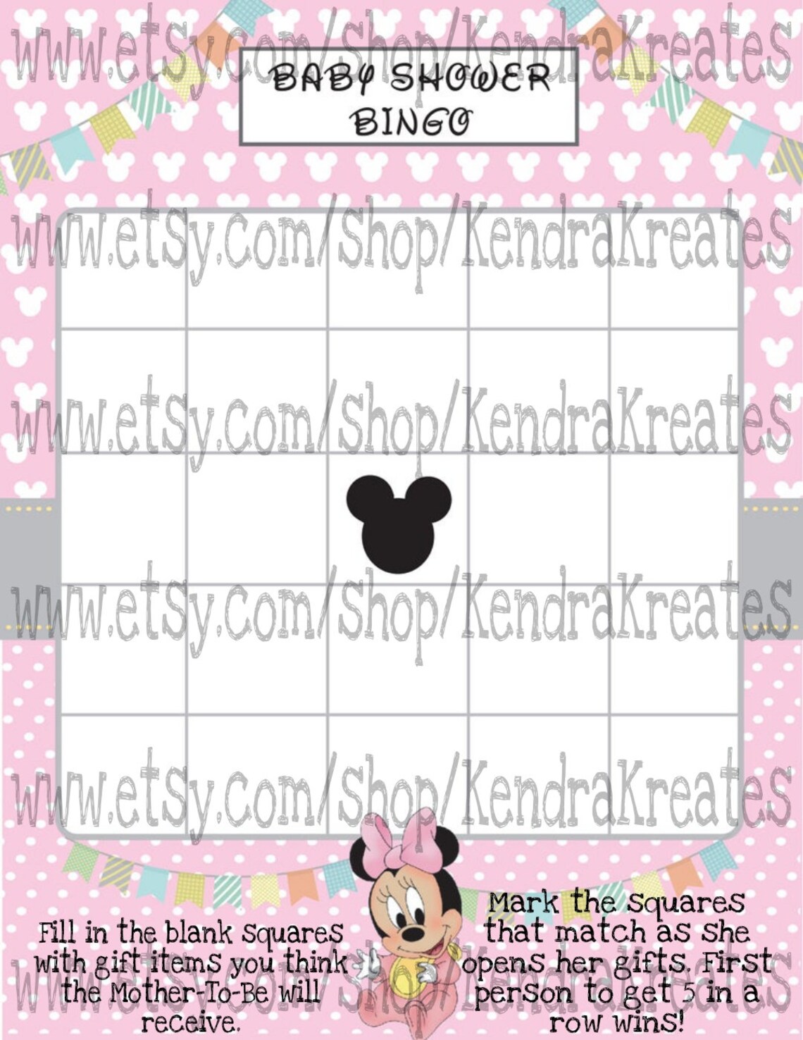 Minnie Mouse Baby Shower Games Printable Games INSTANT DOWNLOAD - Etsy