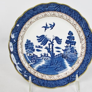 Booths Real Old Willow A 8025 Dessert/Pie Plate Gold Scalloped Rim Vintage English China Highly Prized By Collectors