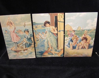 California Riviera Beach Postcards Vintage Bathing Suits Paper Ephemera Bathing Beauties Theme