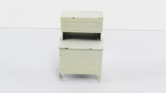 Tootsie Toy Dollhouse Furniture White Metal Hoosier Cabinet Etsy