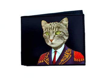 Leather Wallet Gentleman Cat #180