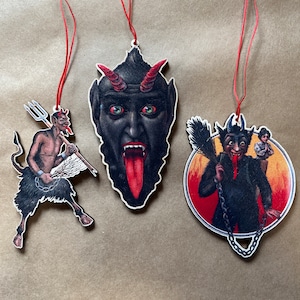 Krampus Wooden Ornaments Set of 3
