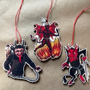 Krampus Wooden Ornaments Set of 3