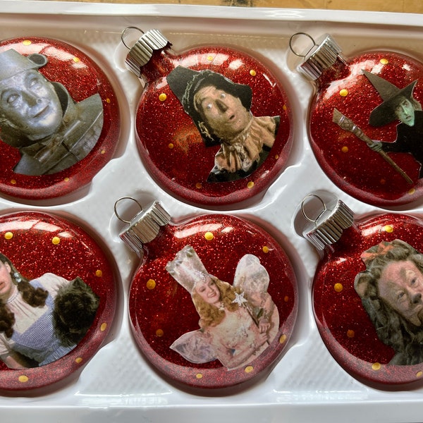 Wizard of Oz Inspired Glass Ornaments Set of 6