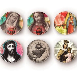 Set of 6 Religious Magnets/Mirrors/Buttons/Bottle Openers You Choose