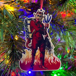 Krampus Flames Wooden Ornament