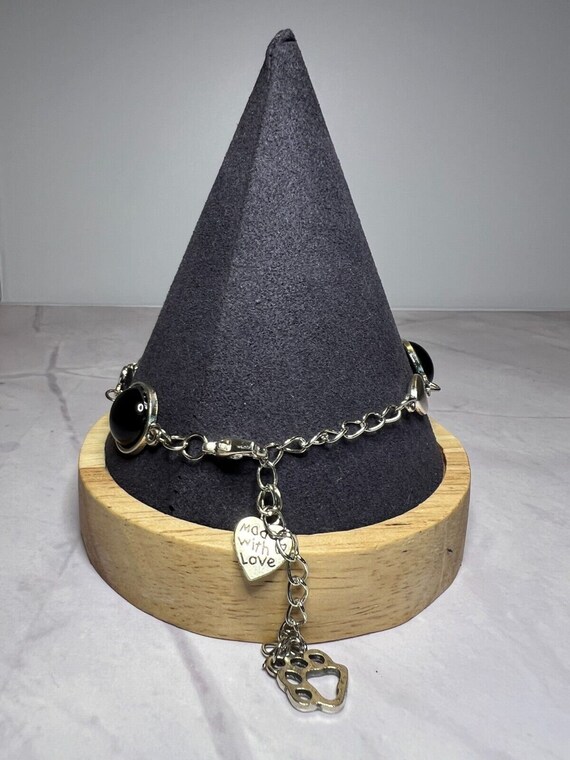 Boho Stackable, Adjustable Silver Bracelet, Onyx … - image 4