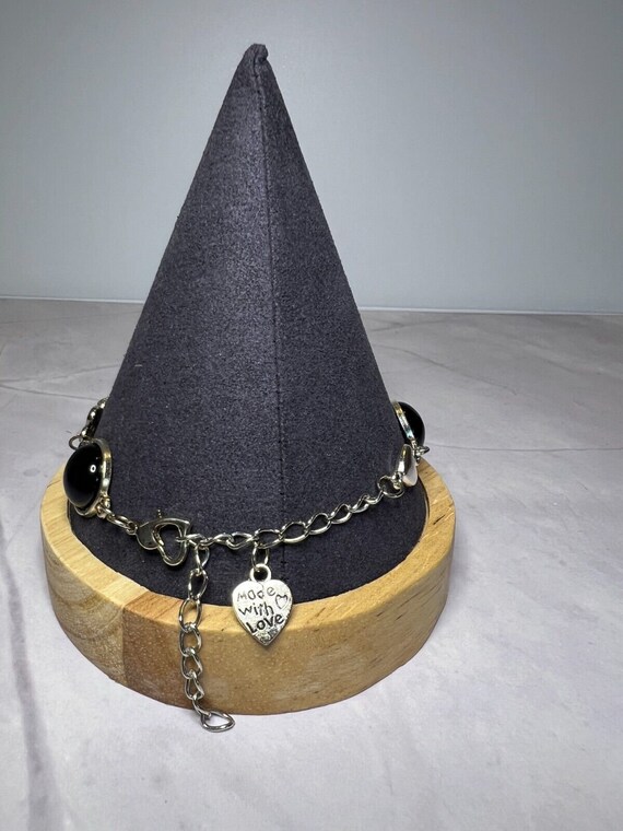 Boho Stackable, Adjustable Silver Bracelet, Black… - image 4