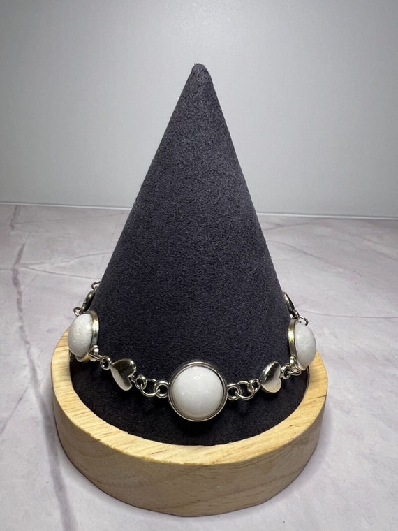 Boho Stackable, Adjustable Silver Bracelet, White… - image 3