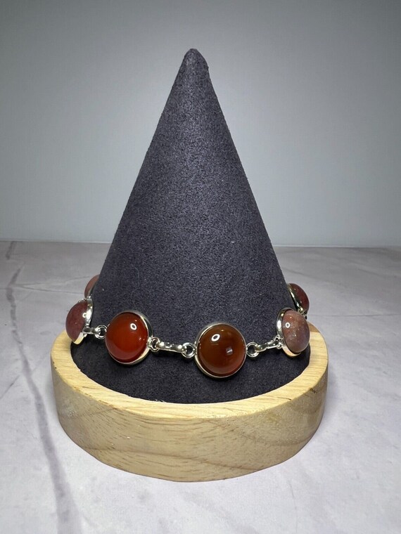 Boho Stackable, Adjustable Silver Bracelet, Red J… - image 2