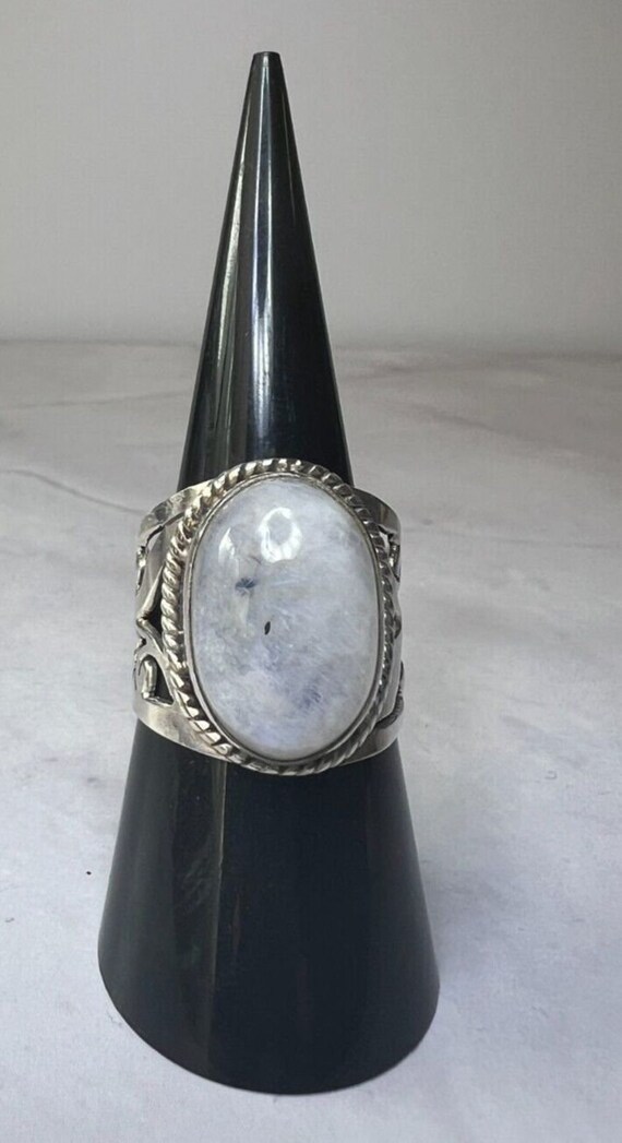 Stunning Statement Ring Rainbow Moonstone & Sterl… - image 1