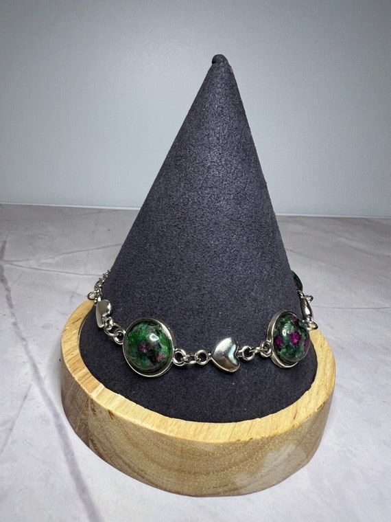 Boho Stackable, Adjustable Silver Bracelet, Ruby … - image 2