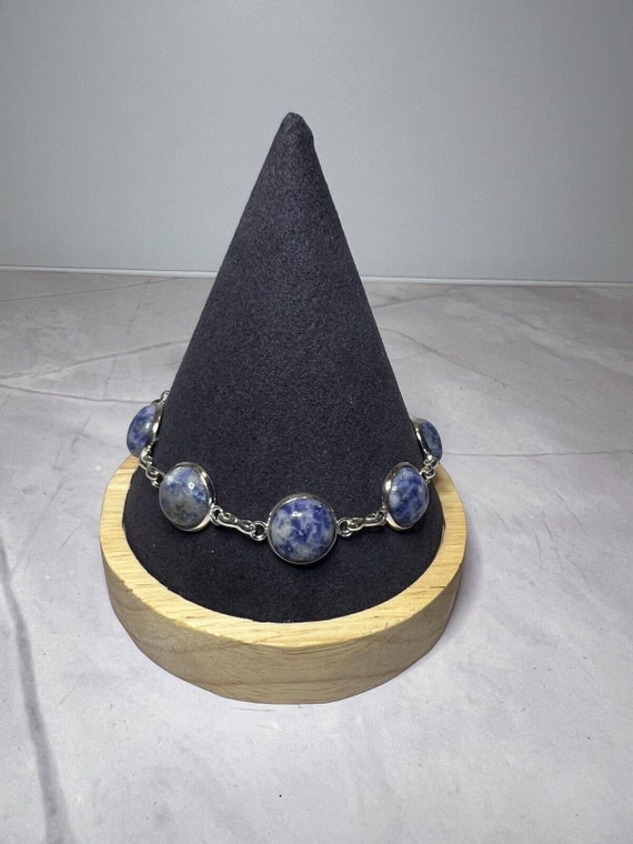 Boho Stackable, Adjustable Silver Bracelet, Blue … - image 5