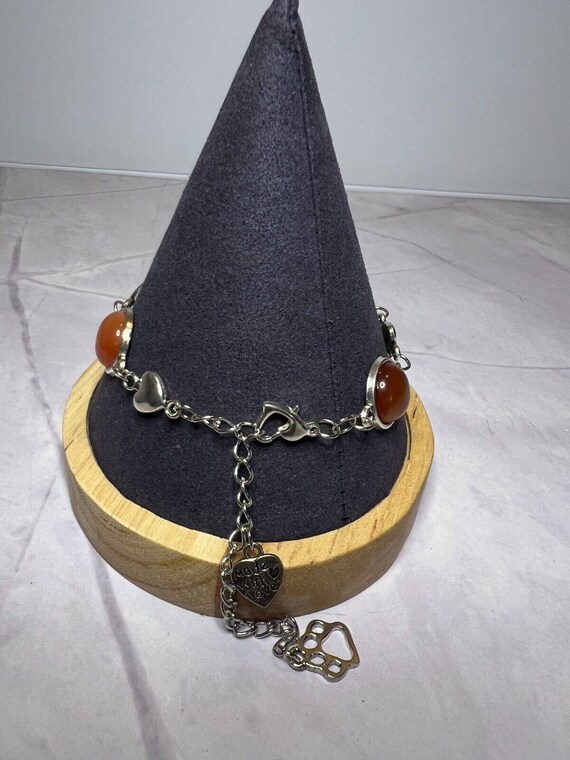 Boho Stackable, Adjustable Silver Bracelet, Orang… - image 3