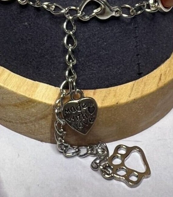 Boho Stackable, Adjustable Silver Bracelet, Orang… - image 4