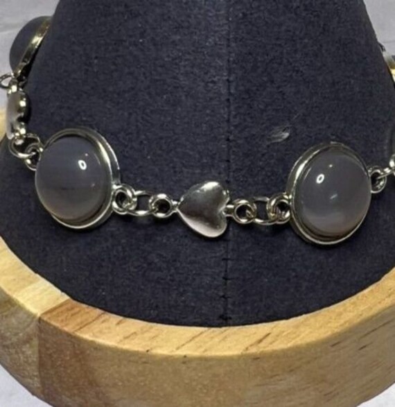 Boho Stackable, Adjustable Silver Bracelet, Grey … - image 2