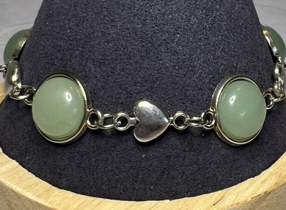 Boho Stackable, Adjustable Silver Bracelet, Green… - image 3