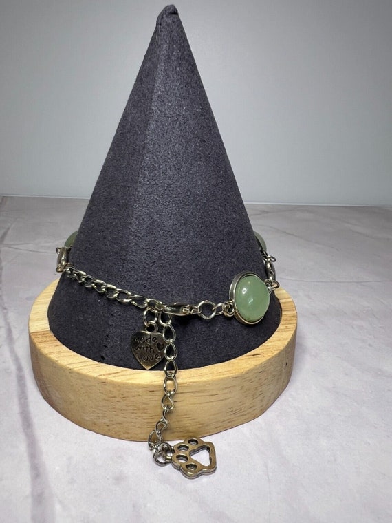 Boho Stackable, Adjustable Silver Bracelet, Green… - image 4