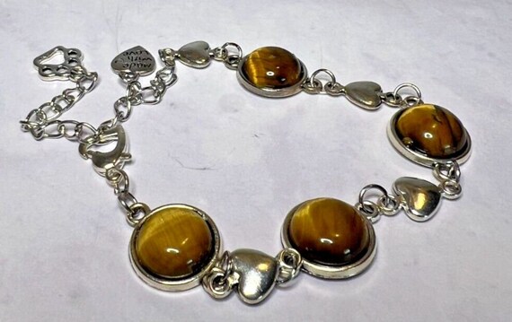 Boho Stackable, Adjustable Silver Bracelet, Tiger… - image 1