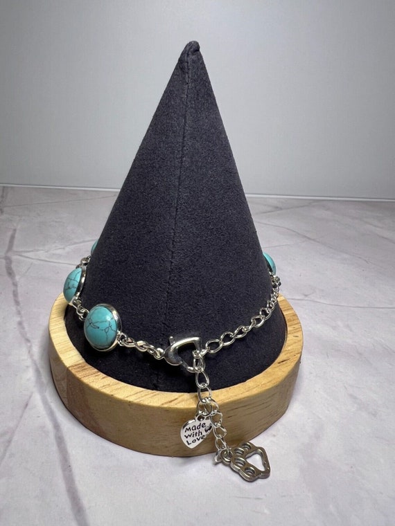 Boho Stackable, Adjustable Silver Bracelet, Turqu… - image 4