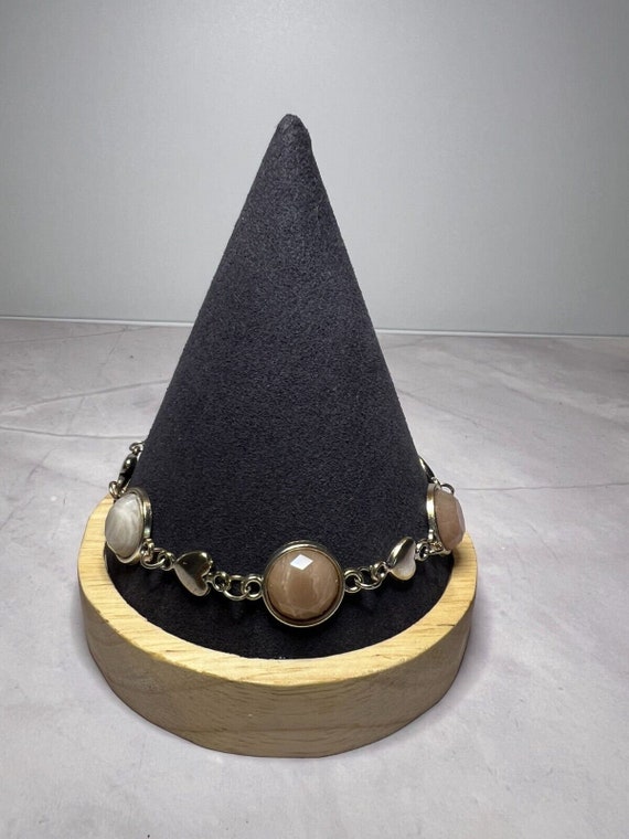 Boho Stackable, Adjustable Silver Bracelet, Tan A… - image 3