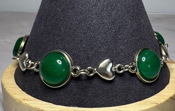 Boho Stackable, Adjustable Silver Bracelet, Green… - image 3