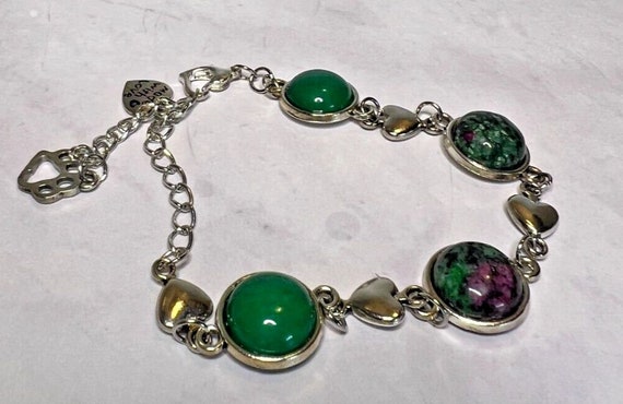 Boho Stackable, Adjustable Silver Bracelet, Agate… - image 1