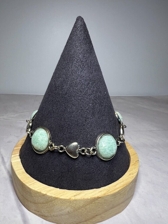 Boho Stackable, Adjustable Silver Bracelet, Green… - image 2