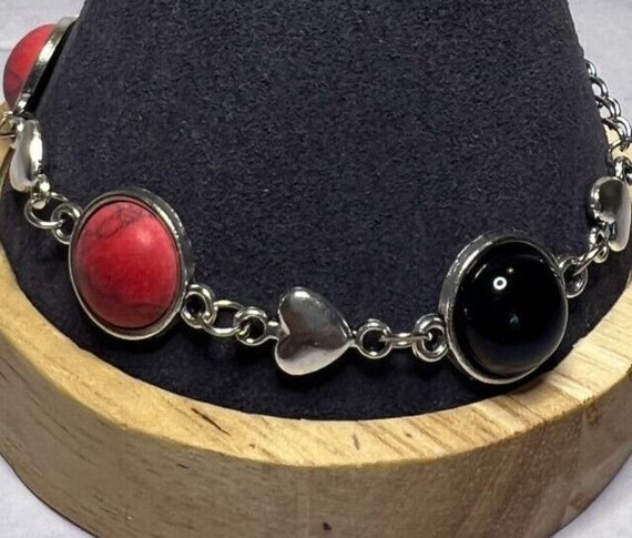 Boho Stackable, Adjustable Silver Bracelet, Onyx … - image 3