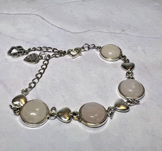 Boho Stackable, Adjustable Silver Bracelet, White… - image 1