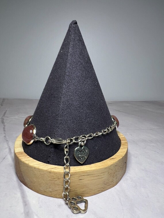 Boho Stackable, Adjustable Silver Bracelet, Red J… - image 4