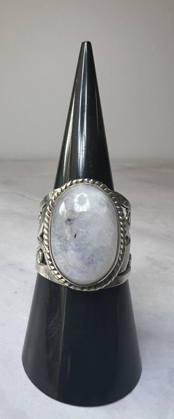 Stunning Statement Ring Rainbow Moonstone & Sterl… - image 3
