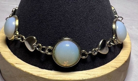 Boho Stackable, Adjustable Silver Bracelet, Opali… - image 3