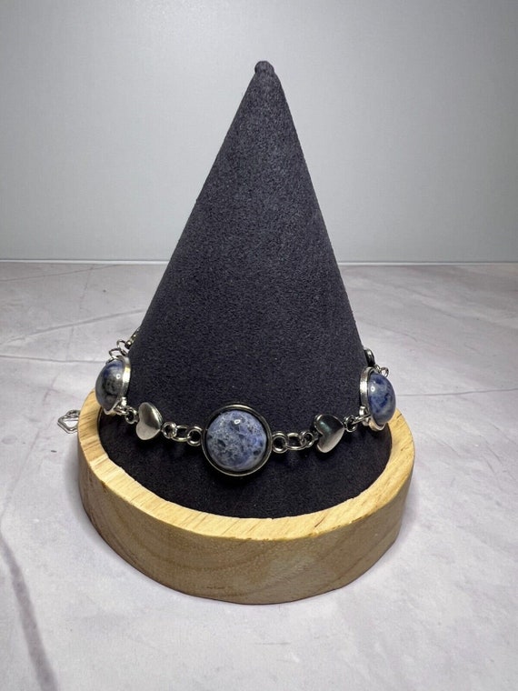 Boho Stackable, Adjustable Silver Bracelet, Blue … - image 2