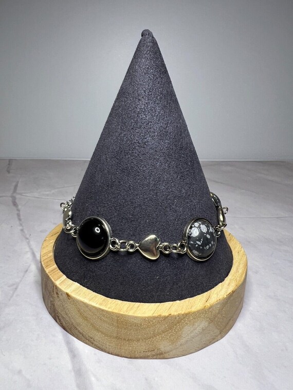 Boho Stackable, Adjustable Silver Bracelet, Onyx … - image 6