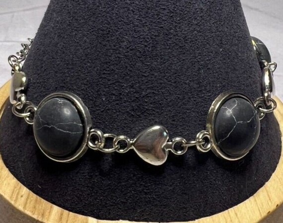 Boho Stackable, Adjustable Silver Bracelet, Black… - image 3