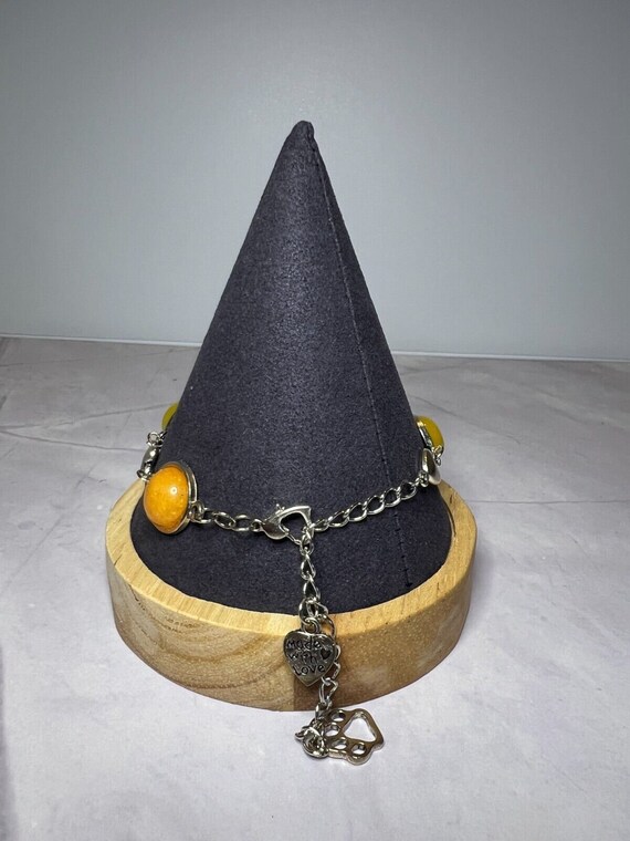 Boho Stackable, Adjustable Silver Bracelet, Yello… - image 4