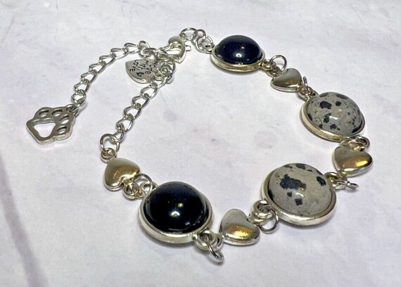 Boho Stackable, Adjustable Silver Bracelet, Onyx … - image 1