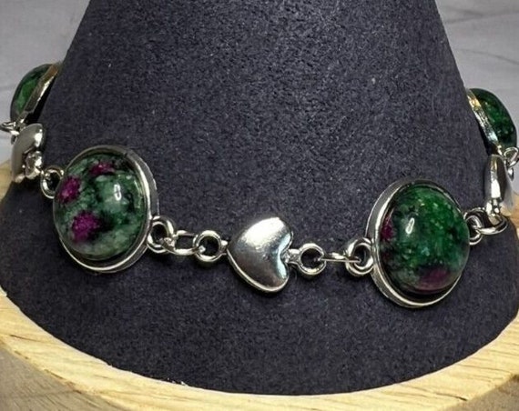 Boho Stackable, Adjustable Silver Bracelet, Ruby … - image 3