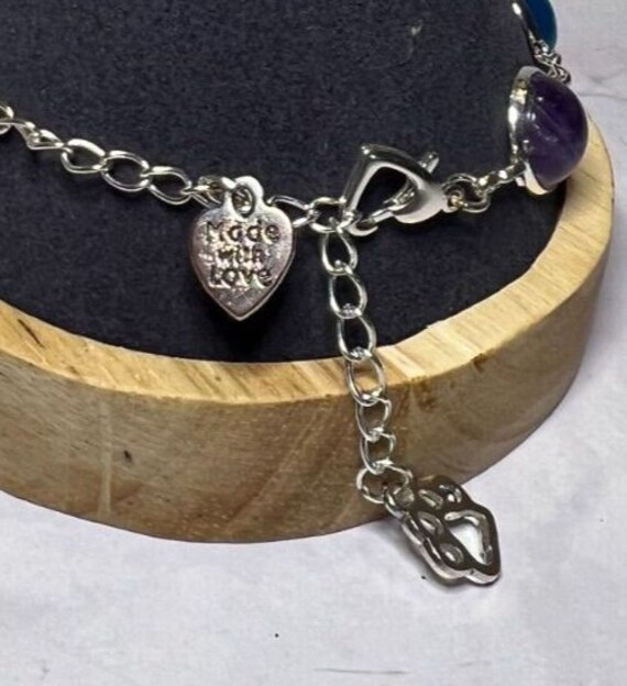 Boho Stackable, Adjustable Silver Bracelet, Chakr… - image 7