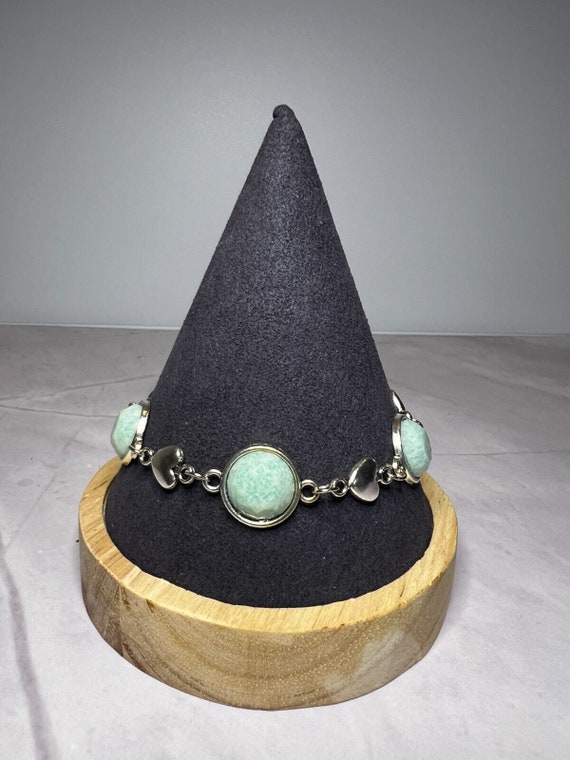 Boho Stackable, Adjustable Silver Bracelet, Green… - image 6