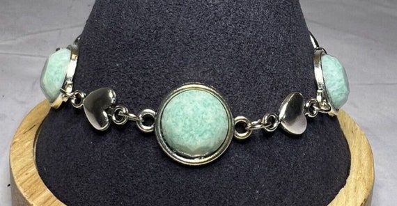 Boho Stackable, Adjustable Silver Bracelet, Green… - image 3