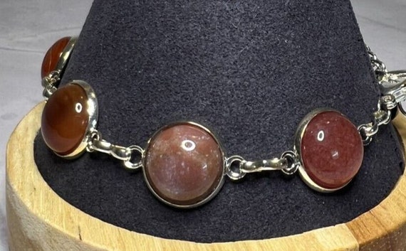 Boho Stackable, Adjustable Silver Bracelet, Red J… - image 3